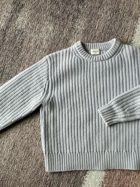 Aritzia Wilfred Light Gray Ribbed Crewneck Sweater